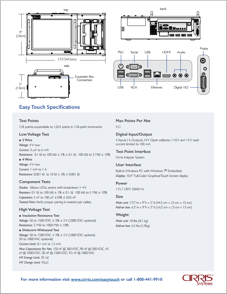 Cable Tester Spec Sheet